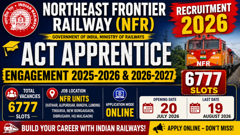 Northeast Frontier Railway Apprentice Recruitment 2026