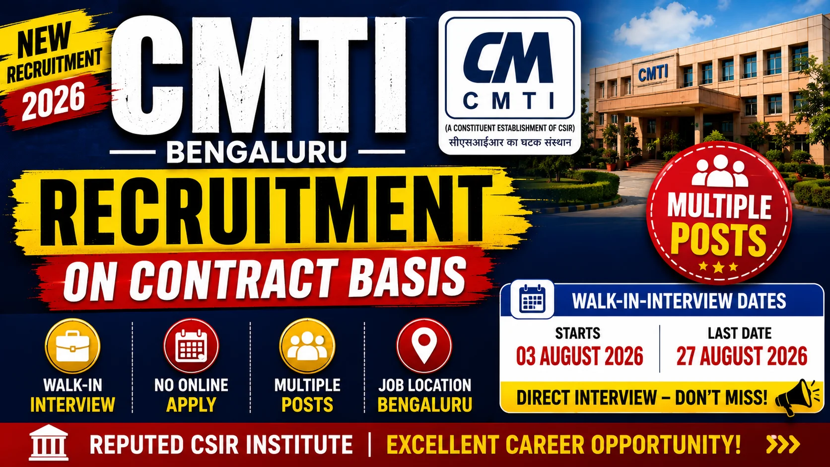 CMTI Bengaluru Recruitment 2026